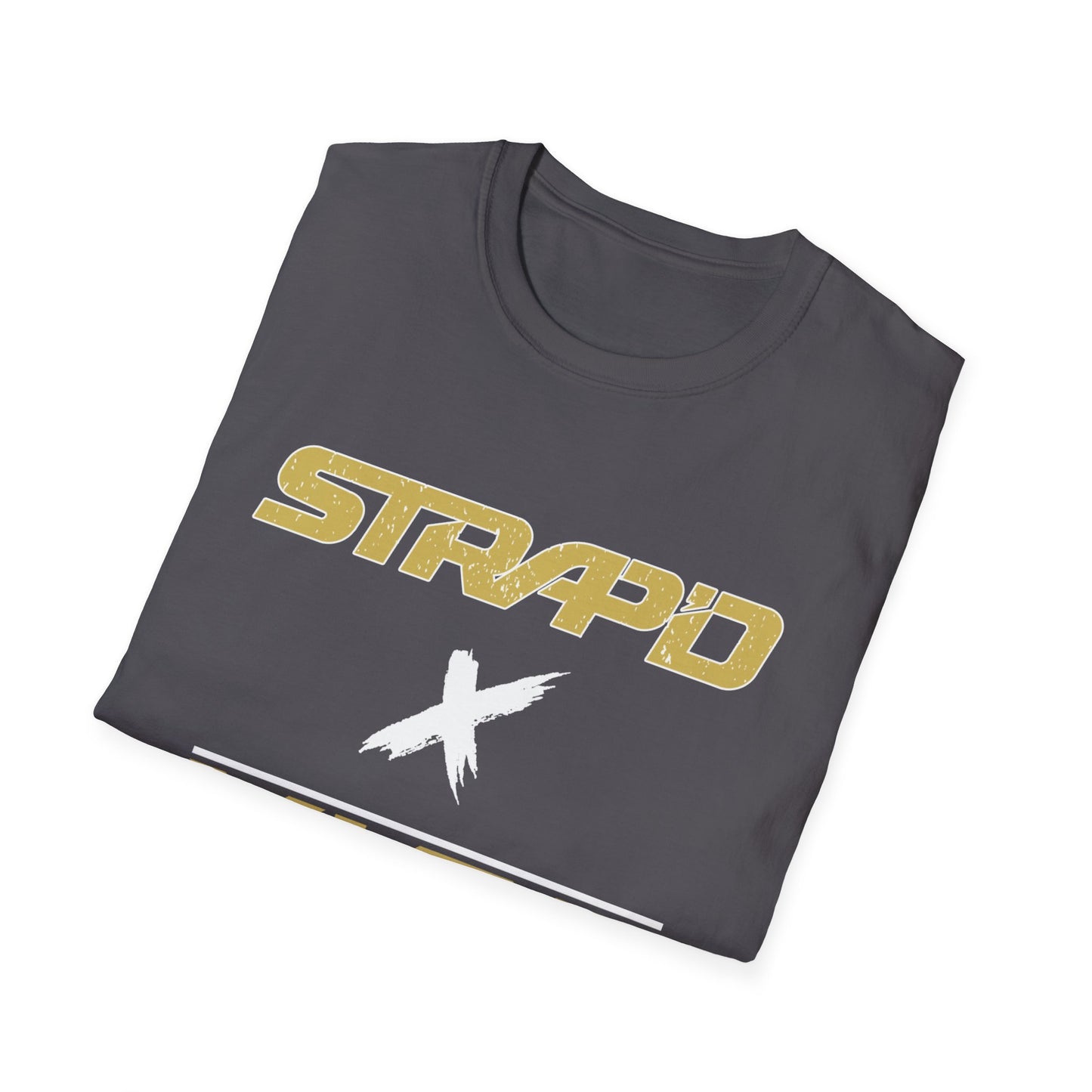 Stylish Unisex Softstyle T-Shirt with STRAP'D and XIOS Design | Casual Wear, Unique Gifts, Comfortable Apparel