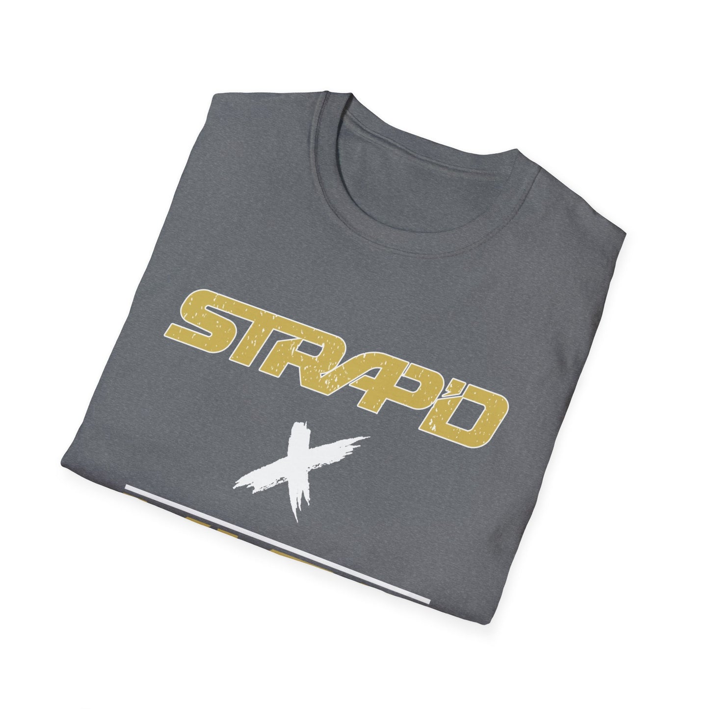 Stylish Unisex Softstyle T-Shirt with STRAP'D and XIOS Design | Casual Wear, Unique Gifts, Comfortable Apparel
