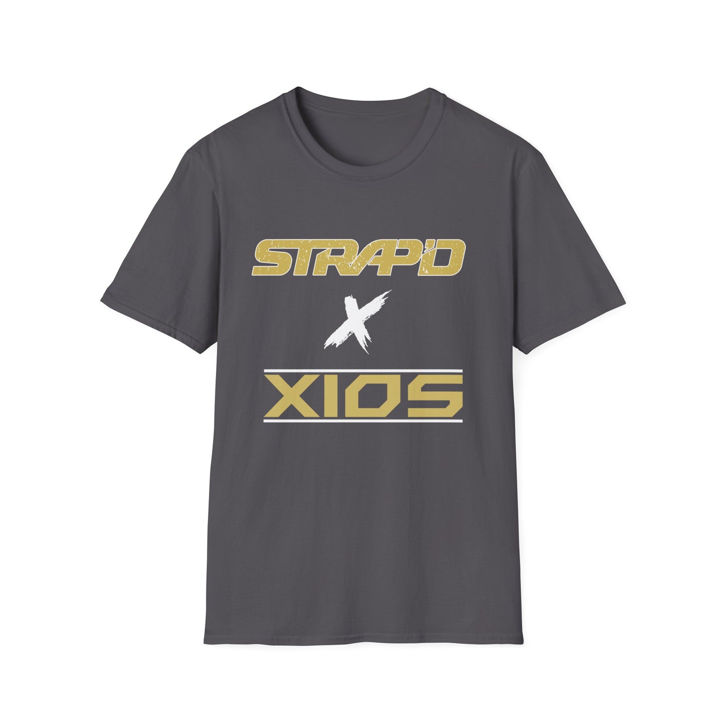 Stylish Unisex Softstyle T-Shirt with STRAP'D and XIOS Design | Casual Wear, Unique Gifts, Comfortable Apparel